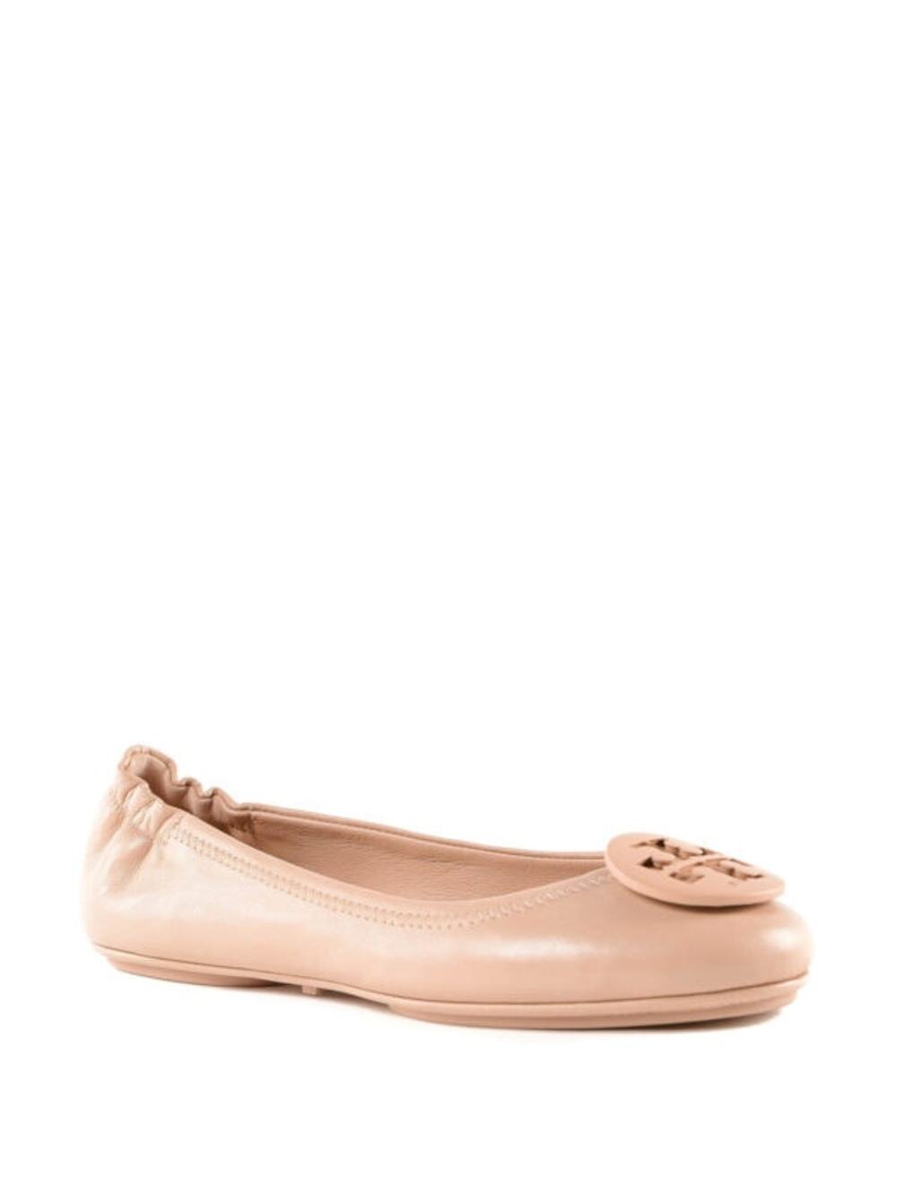 Tory Burch Minnie packable nappa flats nude pale lambskin leather ballets sz 10